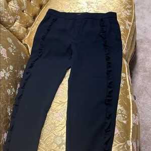 Zara Women Black Dress Plants with Ruffles